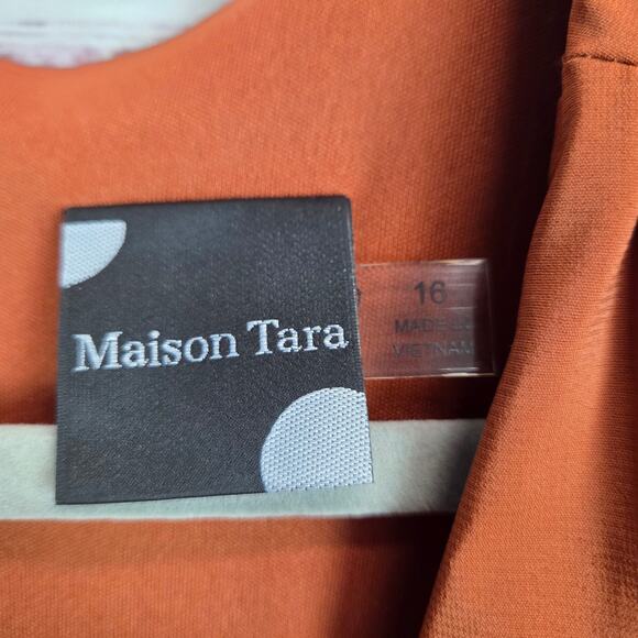 Maison Tara Sienna Brown Sheath Dress 16 Asymmetric Ruch Neutral Party Glam NWT - Picture 5 of 16